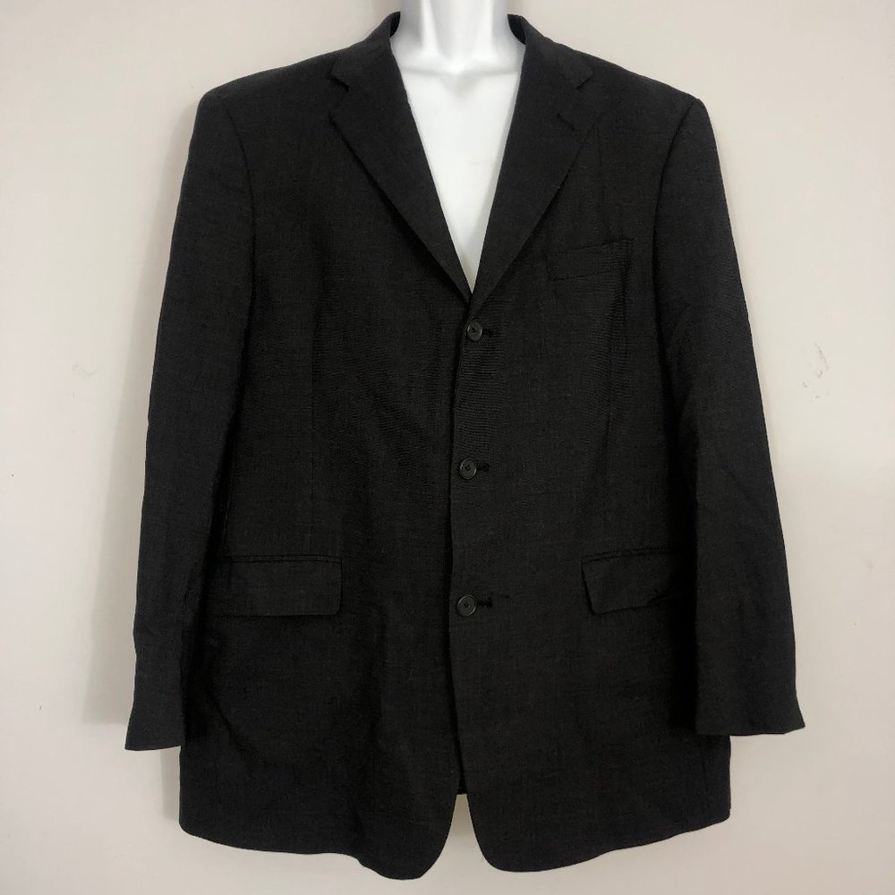 Tommy Hilfiger Blazer Mens 44R Black Wool Blend 3 Button Single Breast/Vent - Picture 1 of 11